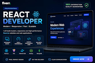 develop a modern responsive react js frontend website
