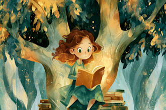 make beautiful fairy tale children book or storybooks illustration
