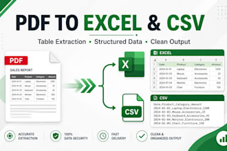 extract tables and structured data from PDF to excel or CSV
