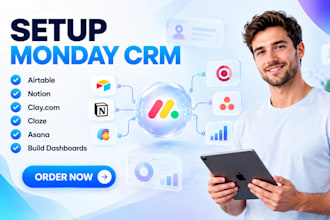 setup monday crm airtable notion clay com cloze asana and build dashboards