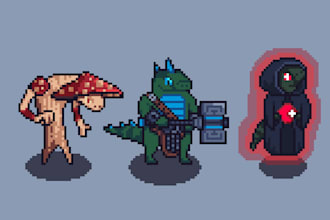 create pixel art character and animation
