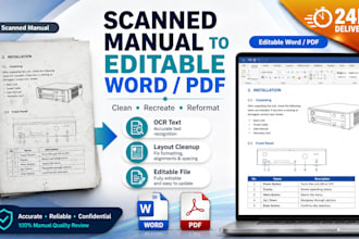 recreate your scanned user manual as a clean editable word or PDF file