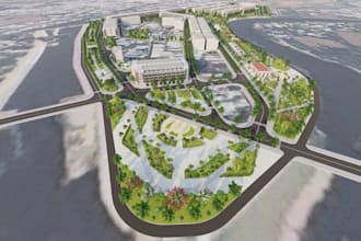 design large scale 3d commercial masterplan site plan layout real estate render