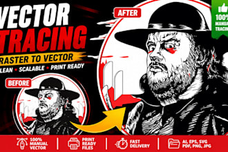 do manual vector tracing, redraw logo, convert image to vector
