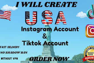create USA instagram, USA tiktok account, warm up instagram and tiktok account