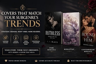 design a romance, dark romance, or romantasy book cover