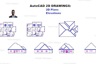 draw 2d architectural house plans, blueprint for city permit in autocad