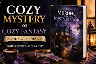 design a cozy mystery or cozy fantasy book cover for amazon KDP