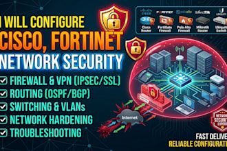 configure cisco, fortinet, and enterprise network security