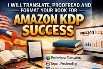 translate, proofread and format your book for amazon kdp success