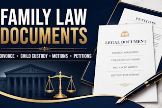 draft family law documents, divorce, child custody, motions and petitions