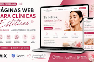 diseñaré landing page página web clínica estética en wix carrd squarespace