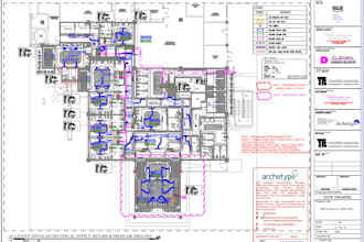 draft mechanical, electrical, and plumbing mep plans in autocad