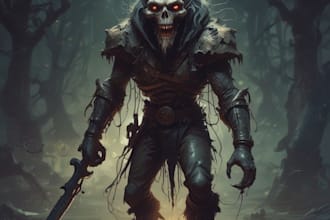 draw a creepy nightmare character illustration