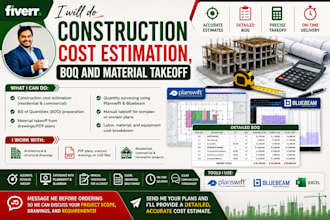 do construction cost estimation, boq and material takeoff