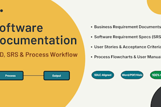 write professional brd srs user manuals and process flowcharts for your software