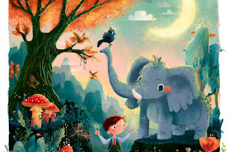 illustrate a childrens book series with magical art