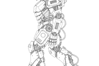 design robots and concept art of futuristic mecha
