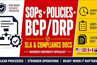 create company policies, sops, bcp, drp, sla and compliance documents