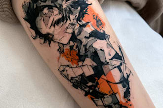 create aesthetic anime tattoo illustration
