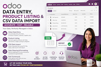 do odoo data entry, product listing, and CSV data import