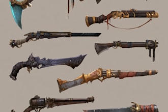 creative concept art of weapons and items