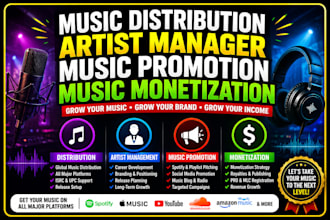 do music distribution, artist manager, music promotion, music monetization