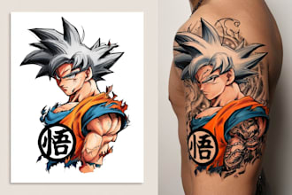 design custom anime character tattoo artwork