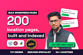 create bulk wordpress pages and seo location pages that get indexed
