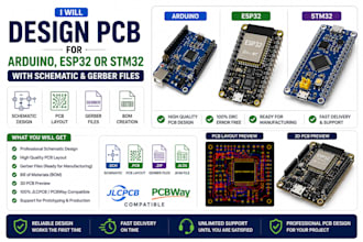 design pcb for arduino esp32 or stm32 with schematic and gerber files