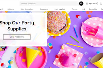 design wix party rental website party supplies shopify store event decor store