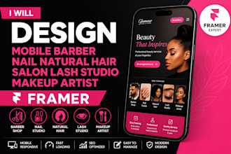 design barber nail natural hair salon lash studio  makeup artist framer website