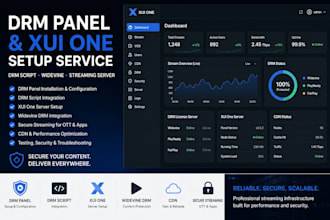 setup drm panel, drm script and xui one streaming server