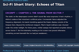 ghost write an engaging science fiction or fantasy