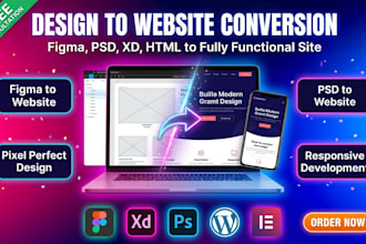 convert figma PSD or xd design to wordpress website