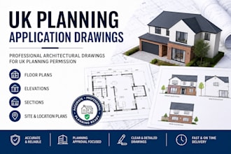 create UK planning application drawings draw all architectural drawings for UK
