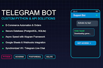 develop custom telegram bots with API integration using python