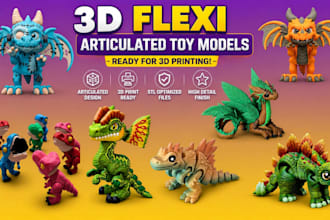 create custom 3d articulated model flexi toy stl for 3d printing