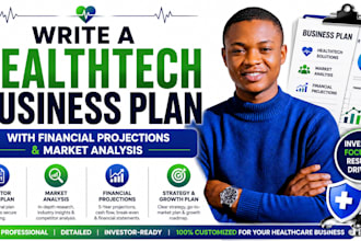 write a healthtech business plan with financial projections and market analysis