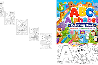 create a cute alphabet coloring book for kids