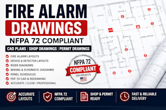 create nfpa 72 fire alarm, drawings, cad plans shop drawings in texas