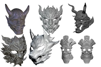 create custom 3d mask, 3d helmet cosplay armor models for 3d printing
