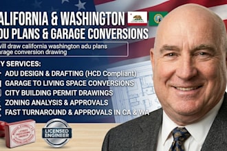 draw california washington adu plans garage conversion drawing