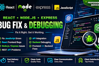 fix react node js express API and javascript bugs