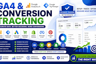setup ga4, google tag manager, conversion tracking and ecommerce analytics