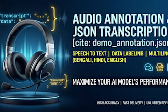 do audio video prompt response, audio annotation and json transcription