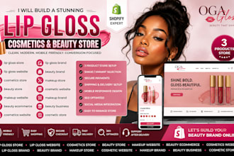 build shopify cosmetics store, lip gloss store, skincare beauty shopify website