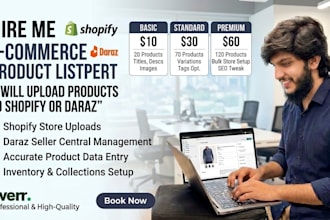 do ecommerce product listing and upload products to shopify or daraz