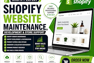 provide shopify website maintenance, development and store support