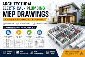 draw your architectual electrical plumbing plans mep drawing